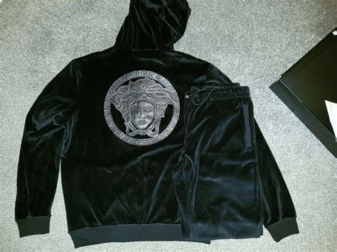 versace black velvet tracksuit